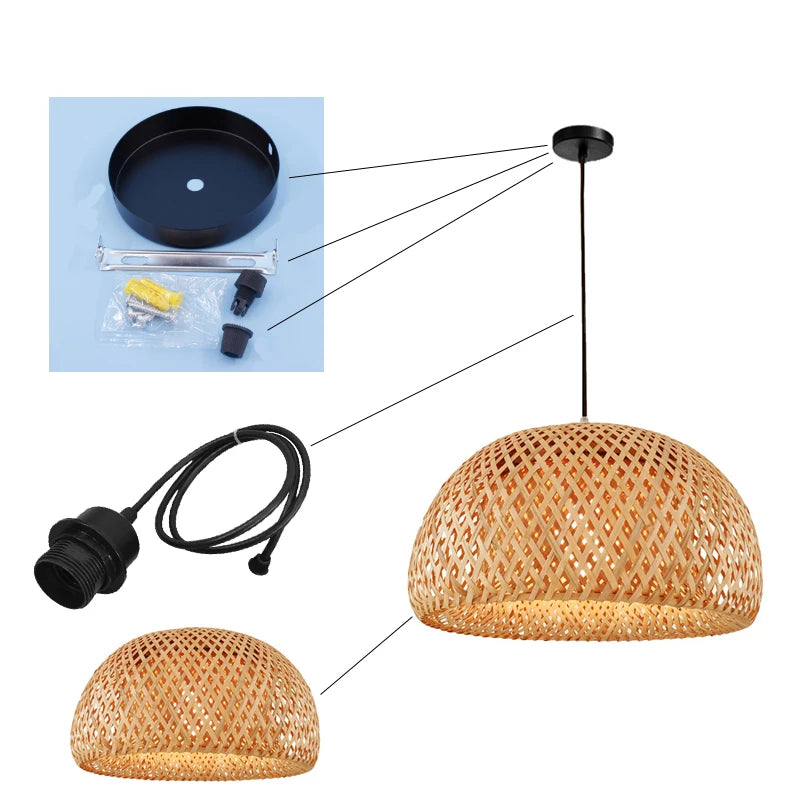 Lampe Suspendue en Rotin et Bambou